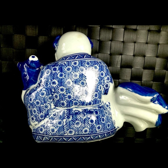 Large Ceramic Buddha | Feng Shui Maitreya Buddha Sitting Koi Lucky God Statue - Picture 7 of 13